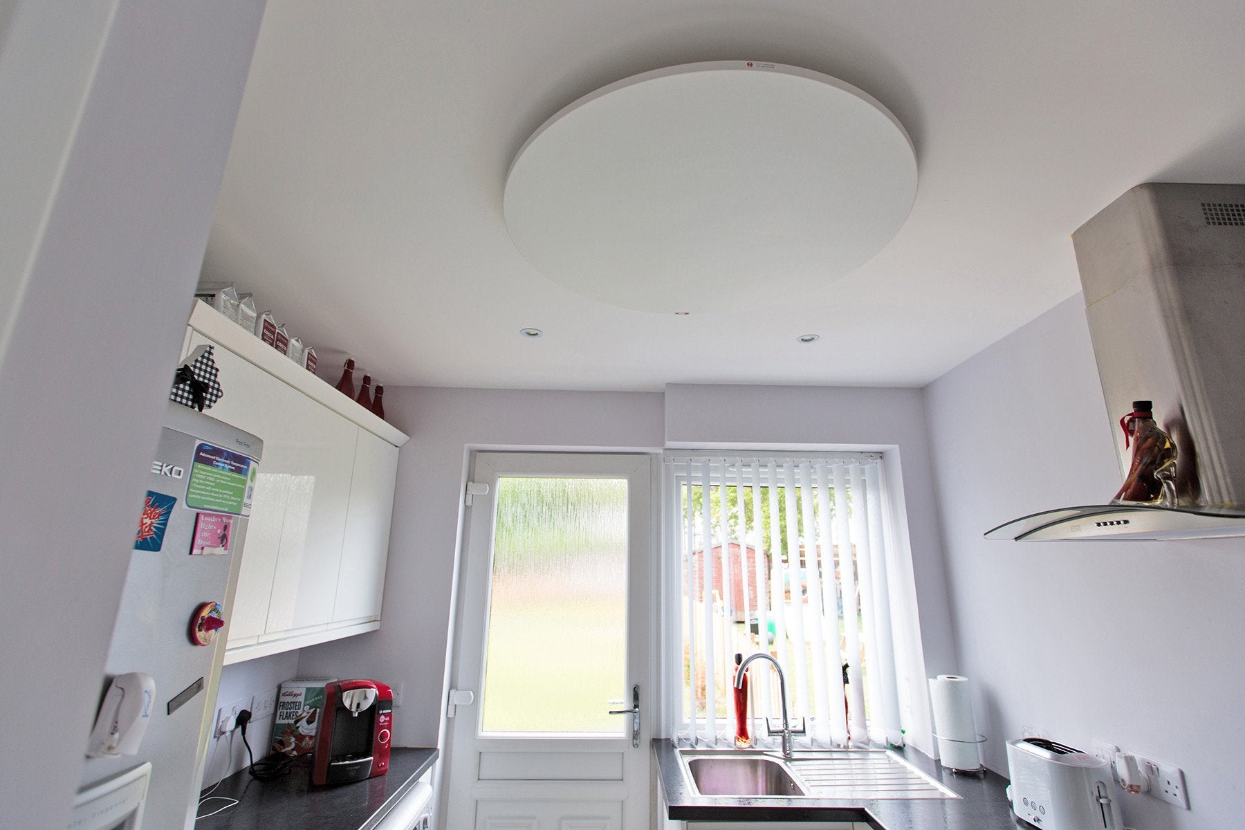 Redwell Infrared Heater Ceiling Round in a Small Space